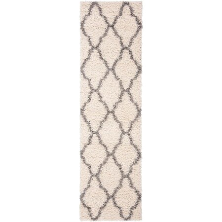 Safavieh 2 ft. 3 in. x 14 ft. SGD-Dallas Shag Runner Area Rug; Ivory & Grey SGDS257F-214
